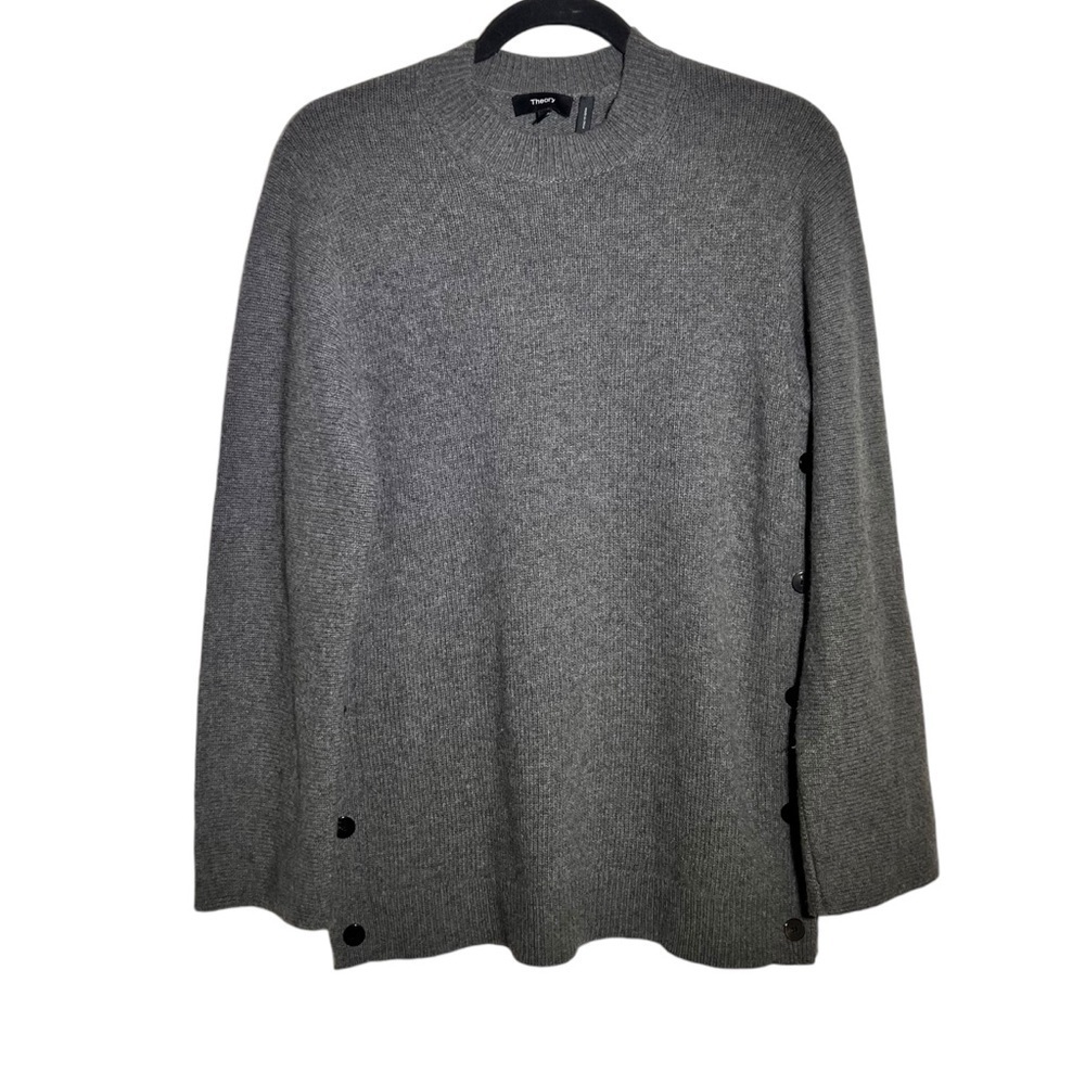 Theory Gray Button Detail Tunic Sweater Small